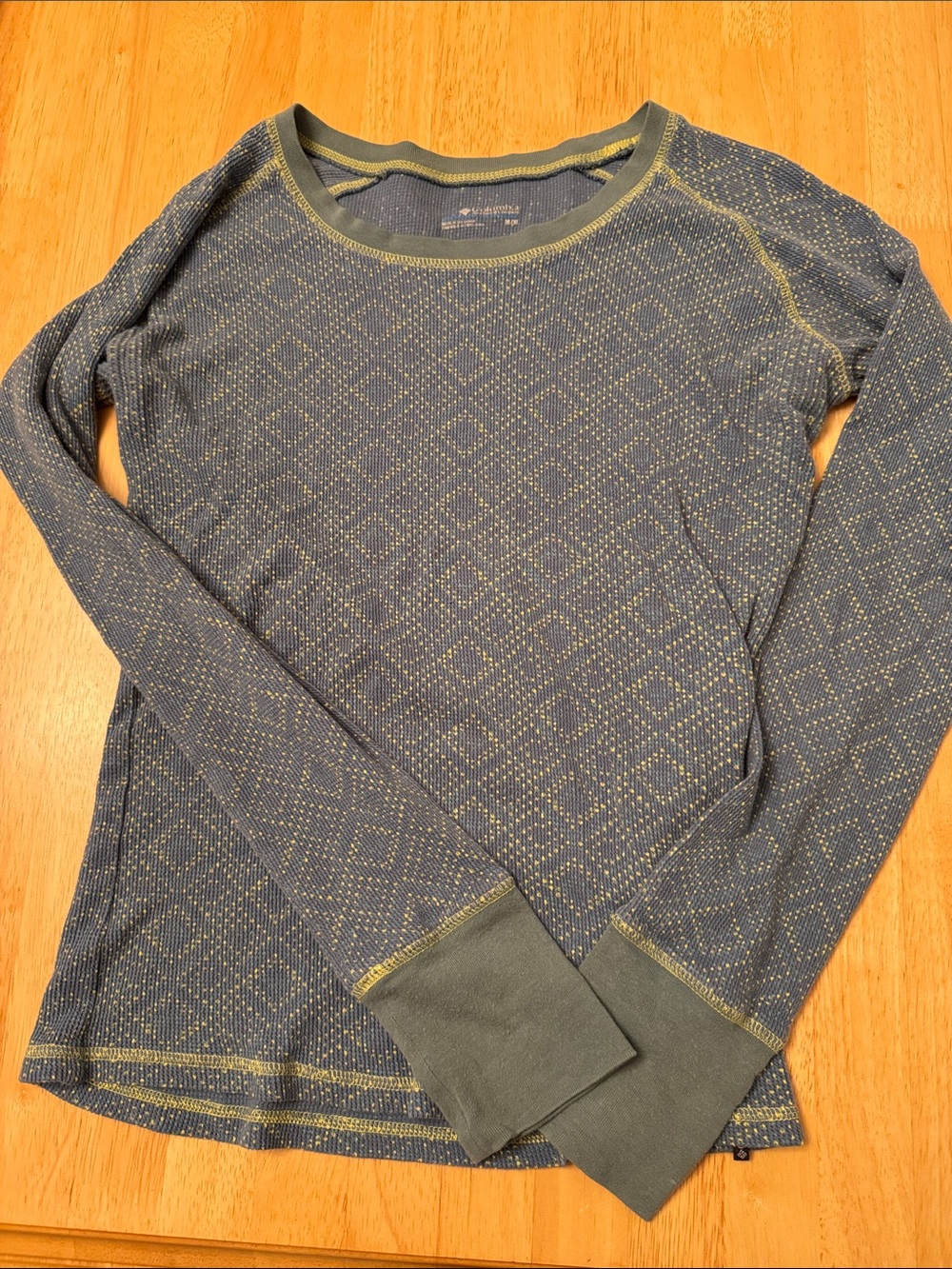 Women’s Long-Sleeve Thermal Base Layer Top - Blue with Yellow Trim